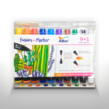 Imagen de Marcadores pincel ALBA 9 colores Fusion Marker con fusionador