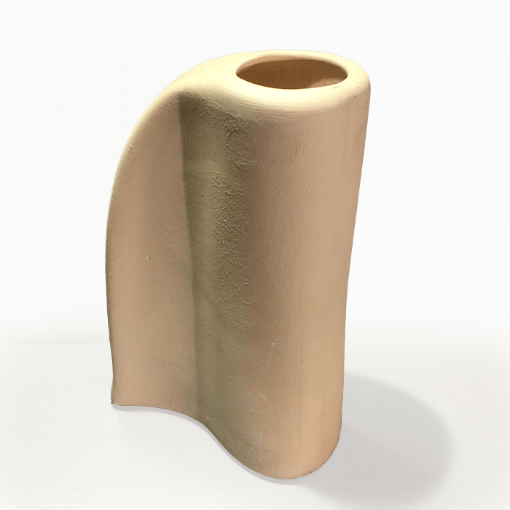 Imagen de Florero de cerámica de molde ondulado con boca redonda