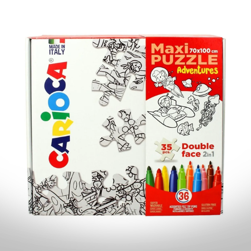 Imagen de Set Puzzle de 35 piezas en caja para pintar CARIOCA Maxi adventures 70*100cms. con 36 marcadores