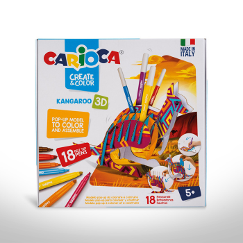 Imagen de Set infantil para colorear y construir CARIOCA CREATE & COLOR con 18 marcadores Portalapices Canguro