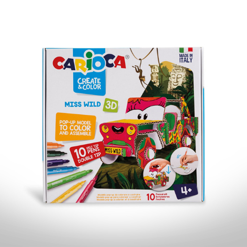 Imagen de Set infantil para colorear y construir CARIOCA CREATE & COLOR con 10 marcadores - Wild