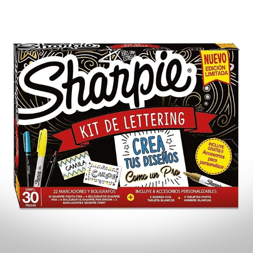 Imagen de Set de marcadores SHARPIE Kit de lettering con 30 piezas en caja de cartón