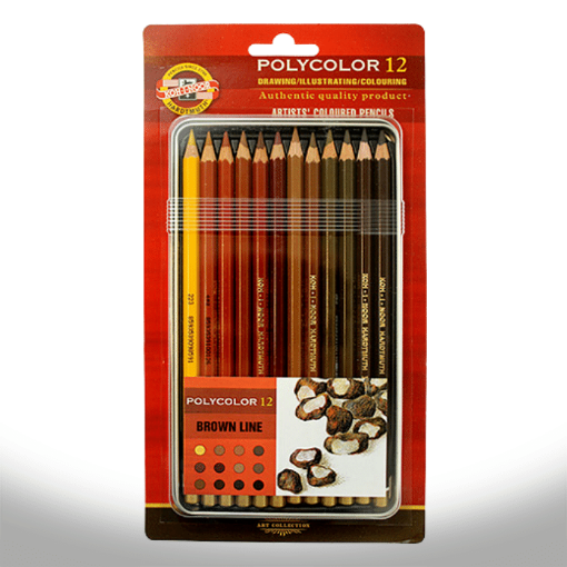 Imagen de Lápices polycolor KOH-I-NOOR *12 colores linea de marrones en caja metálica