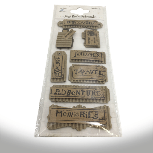 Imagen de Apliques LITTLE BIRDIE etiquetas adhesivas "Diario del viajero" de cartón corrugado kraft *8 pieza