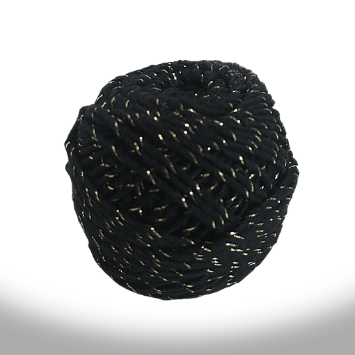 Imagen de Ovillo de hilo de algodón negro y lurex dorado de 35grs.=70mts.