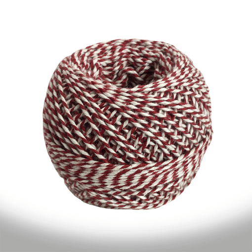 Imagen de Ovillo de hilo de algodón color rojo combinado con crudo de 35grs.=70mts.