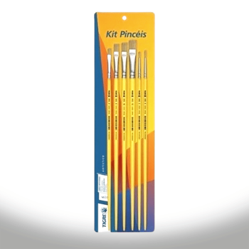 Imagen de Kit o set de 6 pinceles de cerda natural para óleo o acrilico marca TIGRE