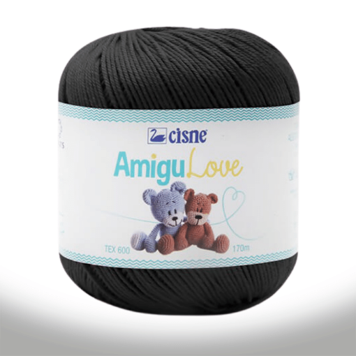 Imagen de Hilo de algodón crochet Amigulove CISNE 100gr.=170mts color Negro 0000N