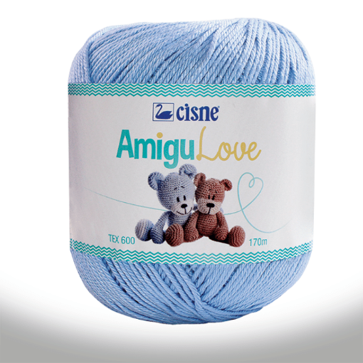 Imagen de Hilo de algodón crochet Amigulove CISNE 100gr.=170mts color Azul Sereno 00121
