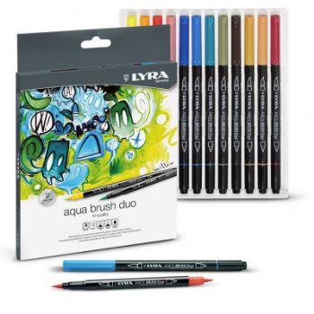 Imagen de Marcadores aqua brush pincel DUO LYRA *12 colores