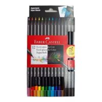 Eco lápices de color Super soft FABER-CASTELL en caja de 12 colores +2 de grafito 