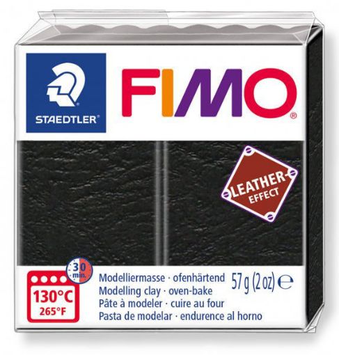 Imagen de Arcilla polimérica pasta de modelar FIMO Efecto Cuero *57grs. color Negro 909