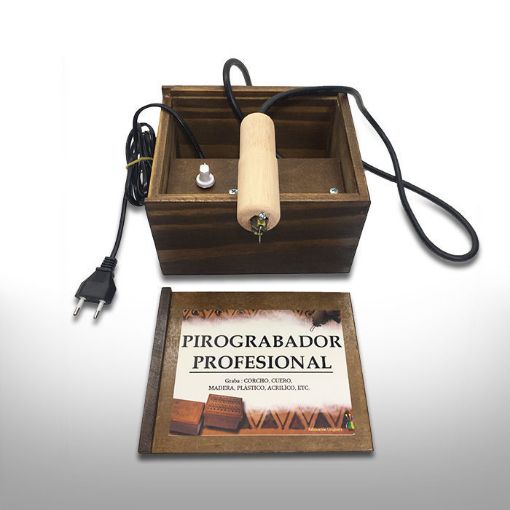 Arte en Casa-Pirograbador profesional 30 watts en caja de madera con punta  de alambre