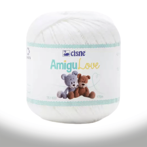 Imagen de Hilo de algodón crochet Amigulove CISNE TEX600 100gr.=170mts color Blanco 0000B