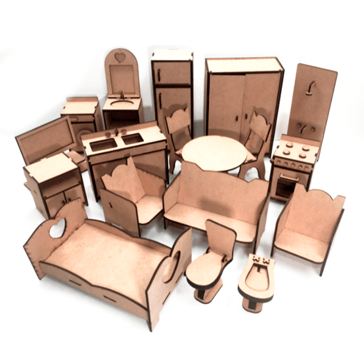 Imagen de Set de 18 muebles de casa de muñecas mediana
