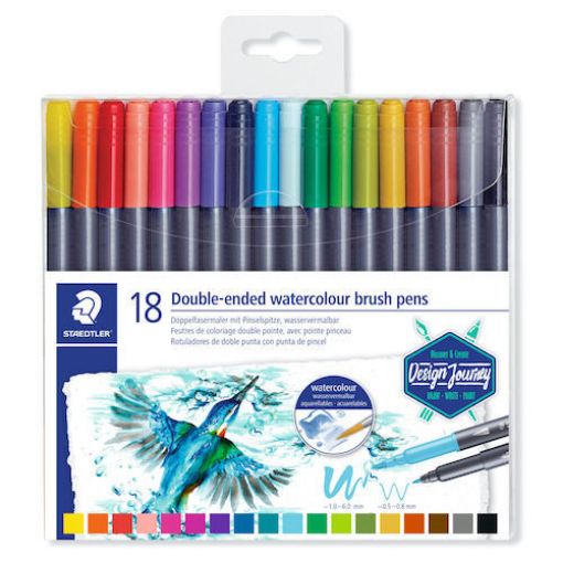 Imagen de Marcadores STAEDTLER Doble punta con punta pincel Brush Acuarelables *18 colores