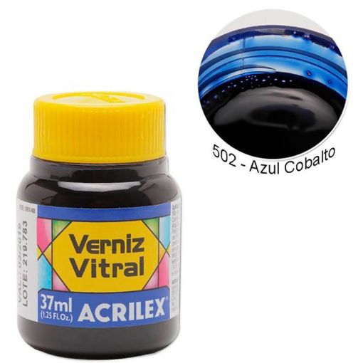 Imagen de Barniz vitral pintura vitral ACRILEX *37ml. color Azul Cobalto 502