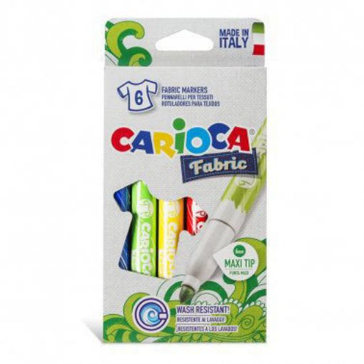 Imagen de Marcadores CARIOCA para tela Fabric punta Maxi Tip 6mms. Caja 6 colores