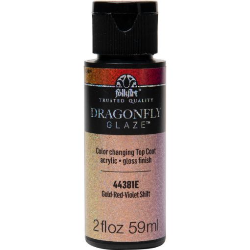 Imagen de Dragon Fly Glaze Acrilico brillante iridiscente FOLK ART *2oz. 59ml. color 44381 Gold red violet Shift