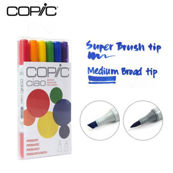 Imagen de Marcador profesional COPIC CIAO alcohol doble punta  set de 6 colores con tonos primarios