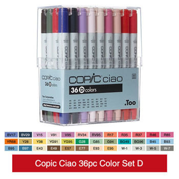 Imagen de Marcador profesional COPIC CIAO alcohol doble punta set de 36 colores oscuros SET D