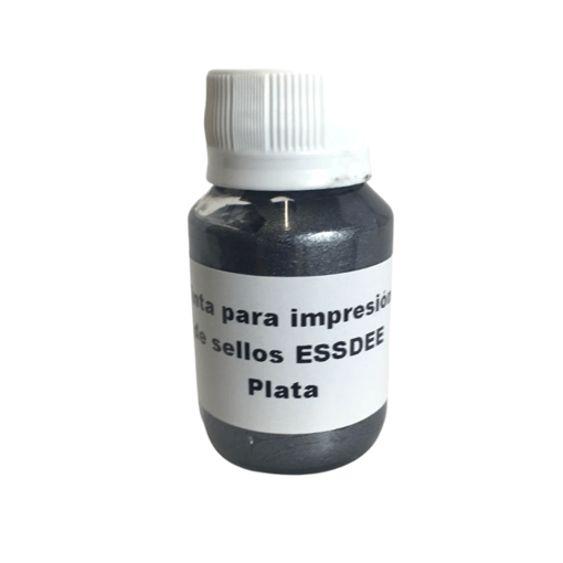 Imagen de Tinta para impresión de sellos ESSDEE LINO Printing Ink de 60ml. color 14 Metallic Silver Plata