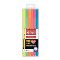 Set de 6 marcadores FILGO Marker 036 de punta fina de 1mm. colores fluo