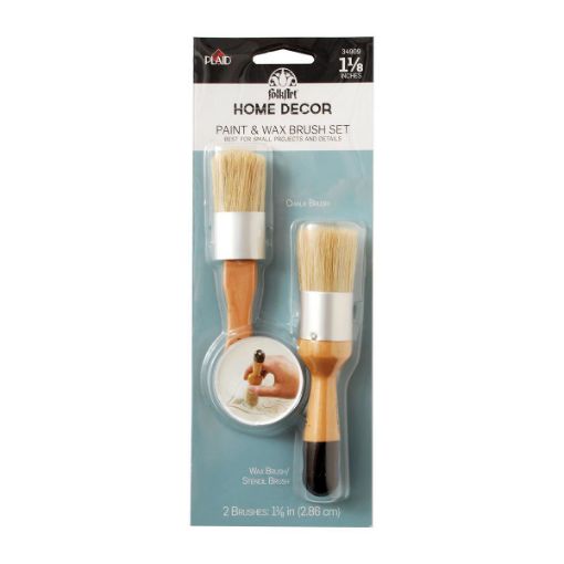 Imagen de Set de 2 pinceletas para pintura a la tiza Home Decor Large Paint and Wax Brush set 1y1/8" FOLKART