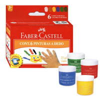 Dactilopintura o pintura a dedo FABER en caja de 6 Colores de 25ml. c/u