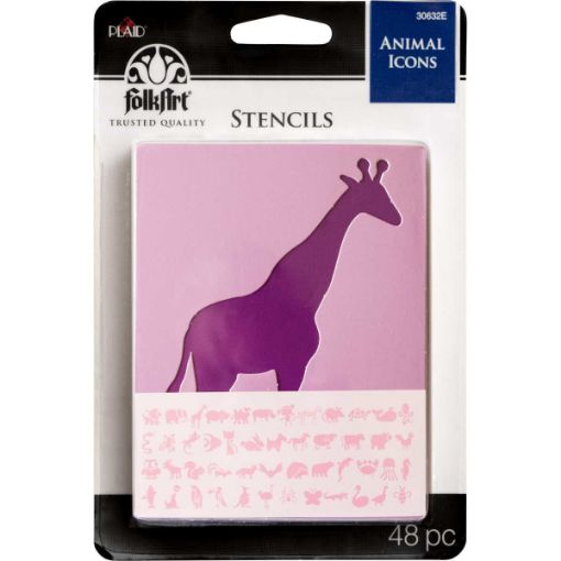 Imagen de Set de 48 stenciles de animales FOLKART Value Pack Animals 3" 7.62cms.