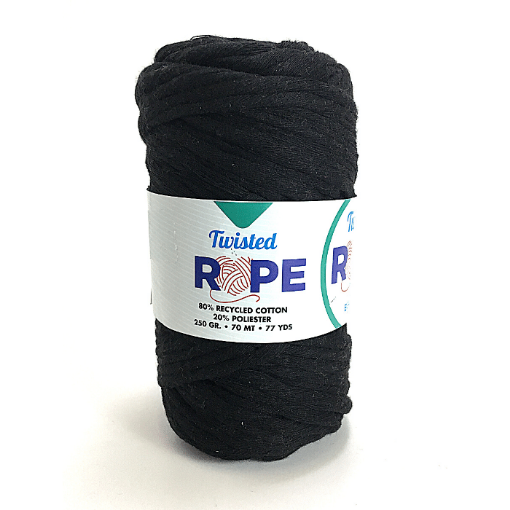 Imagen de Cordón grueso para macramé Twisted Bead Yarn en madeja de *250gr=70mts color negro