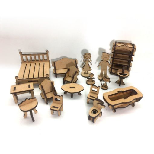 Imagen de Set de 17 muebles de casa de muñecas mini