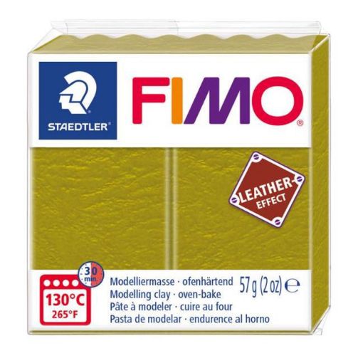 Imagen de Arcilla polimerica pasta de modelar FIMO Leather Effect Efecto Cuero *57grs. color Verde oliva 519