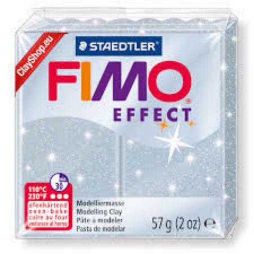 Imagen de Arcilla polimerica pasta de modelar FIMO Effect *57grs. Glitter color Silver Plata 812