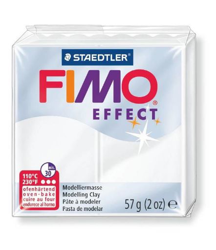 Arte en Casa-Arcilla polimerica pasta de modelar FIMO Effect *57grs.  Translucido color Blanco 014