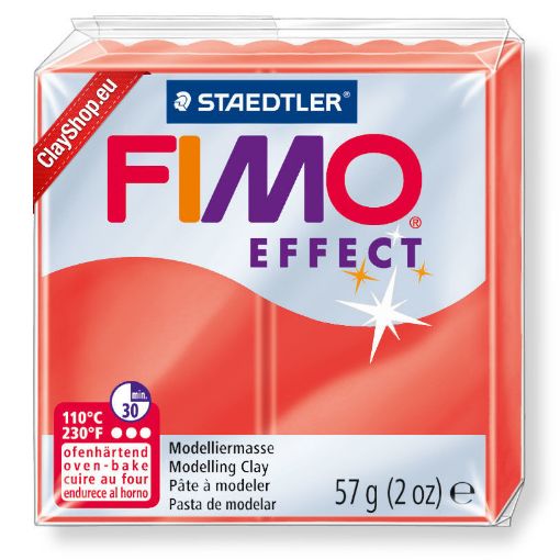 Imagen de Arcilla polimerica pasta de modelar FIMO Effect *57grs. Translucido color Red Rojo 204