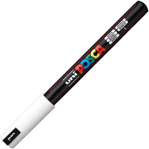 Imagen de Marcador de tinta pigmentada a base de agua UNI POSCA trazo ultrafino de 0.7mms PC-1MR color BLANCO