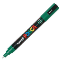 Marcador de tinta pigmentada a base de agua UNI POSCA trazo medio 1.8 a 2.5mm. PC-5M color Verde