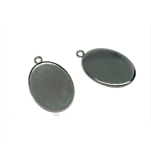 Imagen de Base de medalla ovalada para rellenar con resina de 25*18mms. Int. niquelada *10 unidades