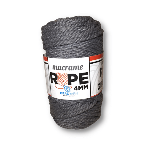 Imagen de Cuerda gruesa trenzada para macrame de 4mms.  Bead Yarn en madeja de 250gr=50mts aprox. color gris oscuro 
