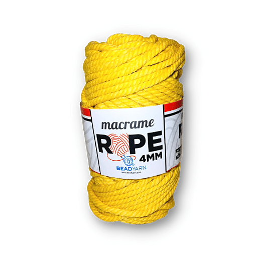 Imagen de Cuerda gruesa trenzada para macrame de 4mms.  Bead Yarn en madeja de 250gr=50mts aprox. color amarillo 