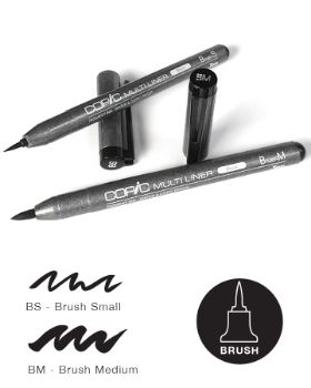 Imagen de Marcador COPIC punta pincel MULTILINER NYLON BRUSH fino Medida S color Negro