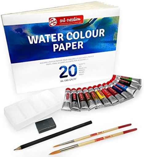 Imagen de Set de Acuarelas Royal Talens Water Colour Combi Set 12 acuarelas de 12ml. block y gode