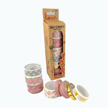 Imagen de Set de 8 cintas adhesivas washi tape decorativas CRAFTde 15mms.*5mts.  IBI CRAFT