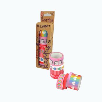Imagen de Set de 8 cintas adhesivas washi tape decorativas CRAFT 15 y 25mms.*5mts.  IBI CRAFT