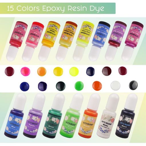 Imagen de Pigmentos liquidos concentrados No Toxicos para resina Epoxi *10grs. Epoxi Pigment kit de 15 colores  LETS RESIN