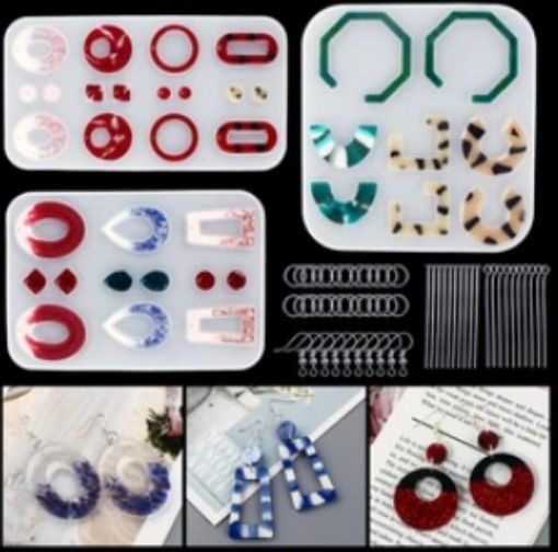 Imagen de Set de 3 moldes para resina de silicona para hacer caravanas con accesorios varios LETS RESIN