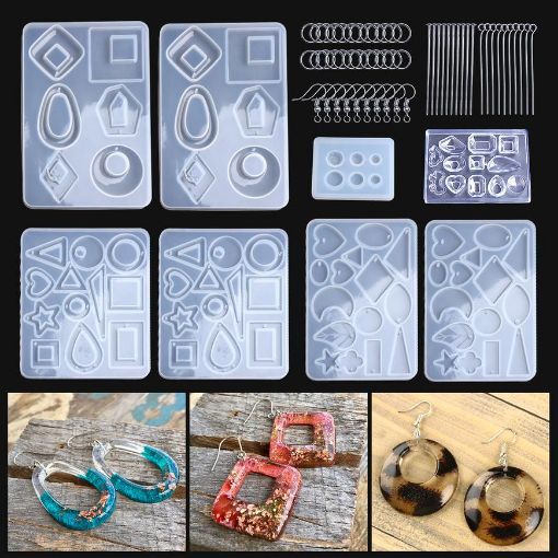 Imagen de Set de 8 moldes para resina de silicona para hacer caravanas  con accesorios varios LETS RESIN