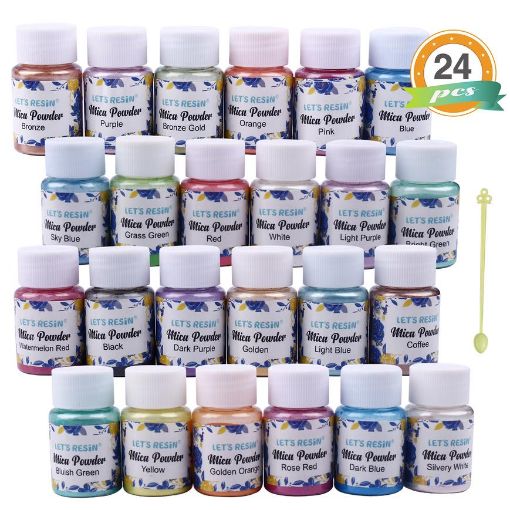 Imagen de Pigmentos para resina velas maquillaje y jabones polvo de mica metalizados *10grs. kit de 24 colores  LETS RESIN