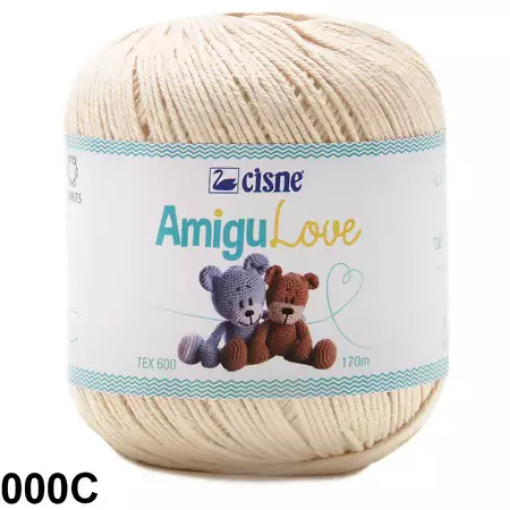 Imagen de Hilo de algodón crochet Amigulove  tex600 100gr.=170mts color Crema claro 0000C CISNE